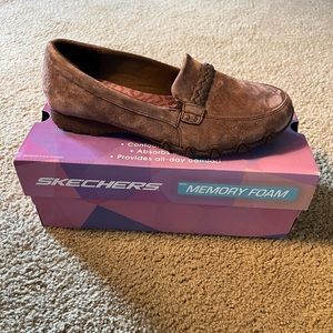 Skechers suede slip-on shoes